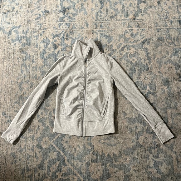 lululemon athletica Tops - LULULEMON Run On Jacket Full Zip Up Stretch Hoodie Zip Up Tall Collar Rouched 4